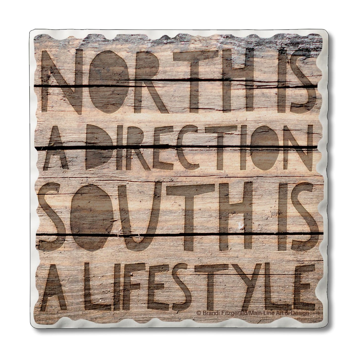 Thirstystone South Lifestyle Single Tumbled Tile Stone Coaster with Protective Cork Backing Manufactured in The USA 4" Square, Artistic, Easily Wipes Clean