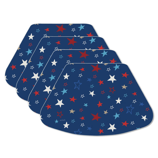 CounterArt Star Spangled 4 Pack Wedge Shaped Reversible Easy Care Placemats Made in the USA