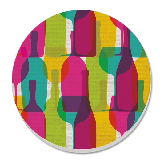 Thirstystone Wine in Color Round Absorbent Stone Coaster with Protective Cork Backing Manufactured in The USA 4" Diameter