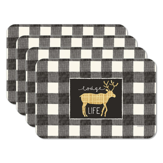 CounterArt Lodge Life 4 Pack Reversible Easy Care Flexible Placemats Made in the USA