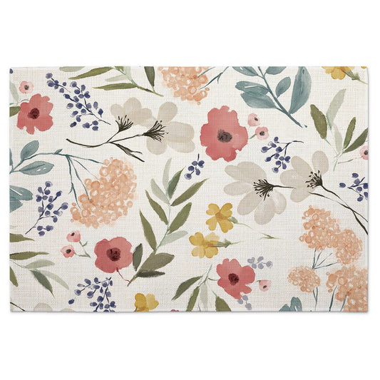 Highland Home Meadow 4 Pack Poly-Cotton Blend Placemats 18" x 12" Manufactured in The USA