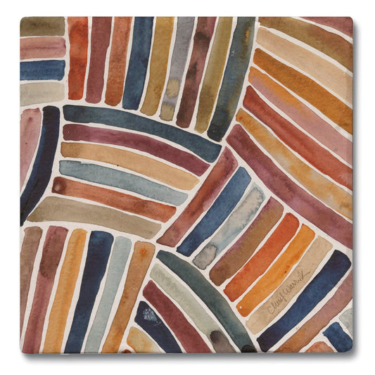 Thirstystone Furrow 4 Pack Tumbled Tile Stone Coasters 4" Square Manufactured in the USA