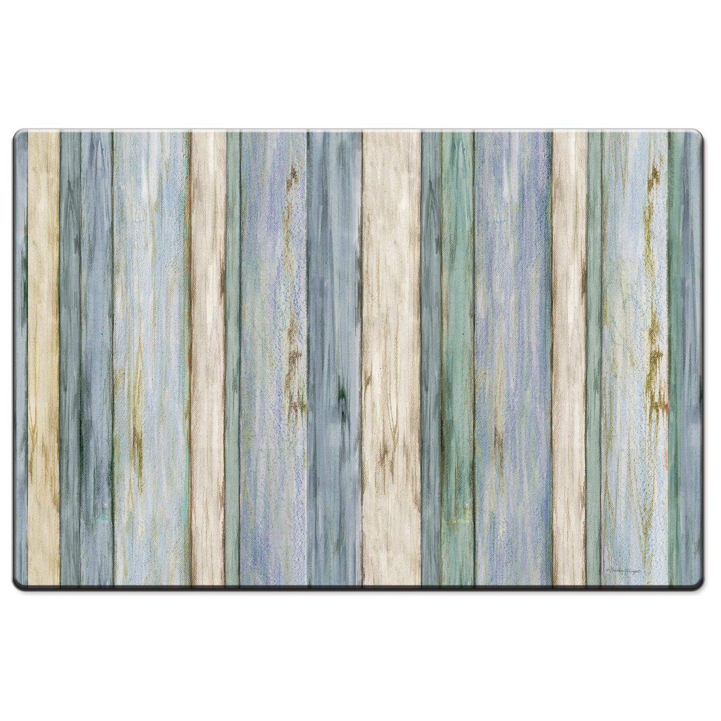 Counterart Beach Stripes 30” x 20” Decorative Vinyl Comfort Floor Mat, Manufactured in The USA, Waterproof, Reduces Muscle Fatigue, Easily Wipes Clean