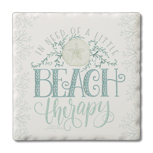 Thirstystone Beach Therapy Single Tumbled Tile Stone Coaster with Protective Cork Backing Manufactured in The USA 4" Square, Colorful, Artistic, Easily Wipes Clean