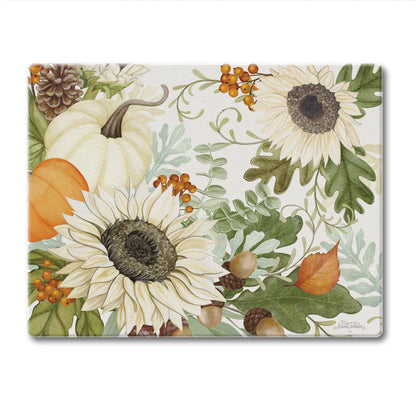 CounterArt Farmhouse Fall 3mm Tempered Glass Cutting Board 10" x 8" Manufactured in the USA