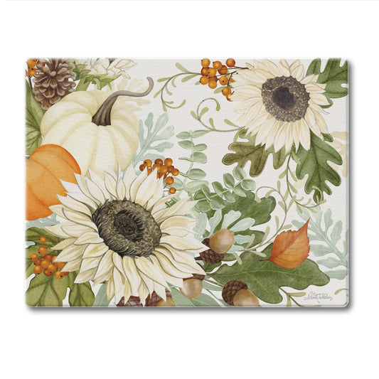 CounterArt Farmhouse Fall 3mm Tempered Glass Cutting Board 10" x 8" Manufactured in the USA