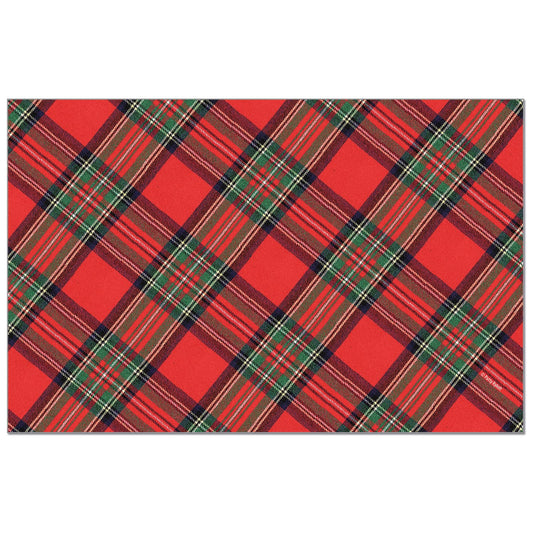 CounterArt Christmas Plaid 24 Premium Paper Placemats in Resealable Poly-Bag Made in The USA