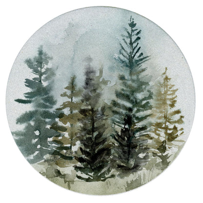 Thirstystone Misty Tree Line 4 Pack Natural Sandstone Coasters 4" Round Manufactured in the USA