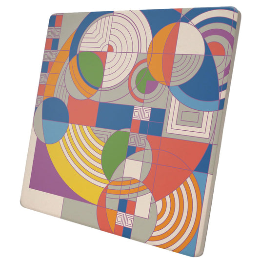 F.L.W. Foundation's Hoffman Rug Design on 8" Square Stone Trivet Manufactured in The USA Heat Tolerant Easily Wipes Clean
