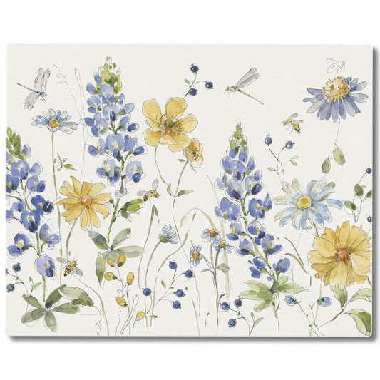 CounterArt Lovely Blue Florals 3mm Tempered Glass Cutting Board 15" x 12" Manufactured in the USA