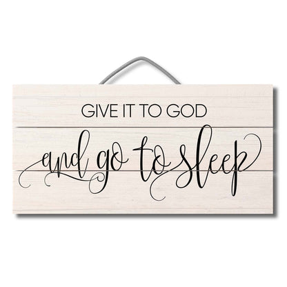 Highland Home Give it to God Decorative Pallet Wood Sign 12" x 6" Made in the USA Wire Hanger Included and Doubles as an Easel
