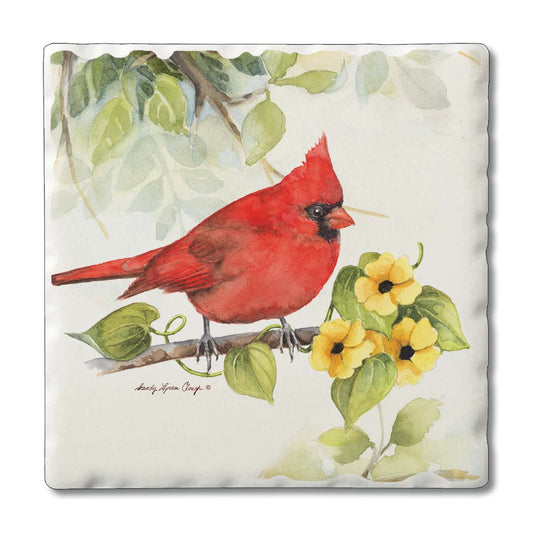 Thirstystone Cardinal 4 Pack Tumbled Tile Stone Coasters 4" Square Manufactured in the USA