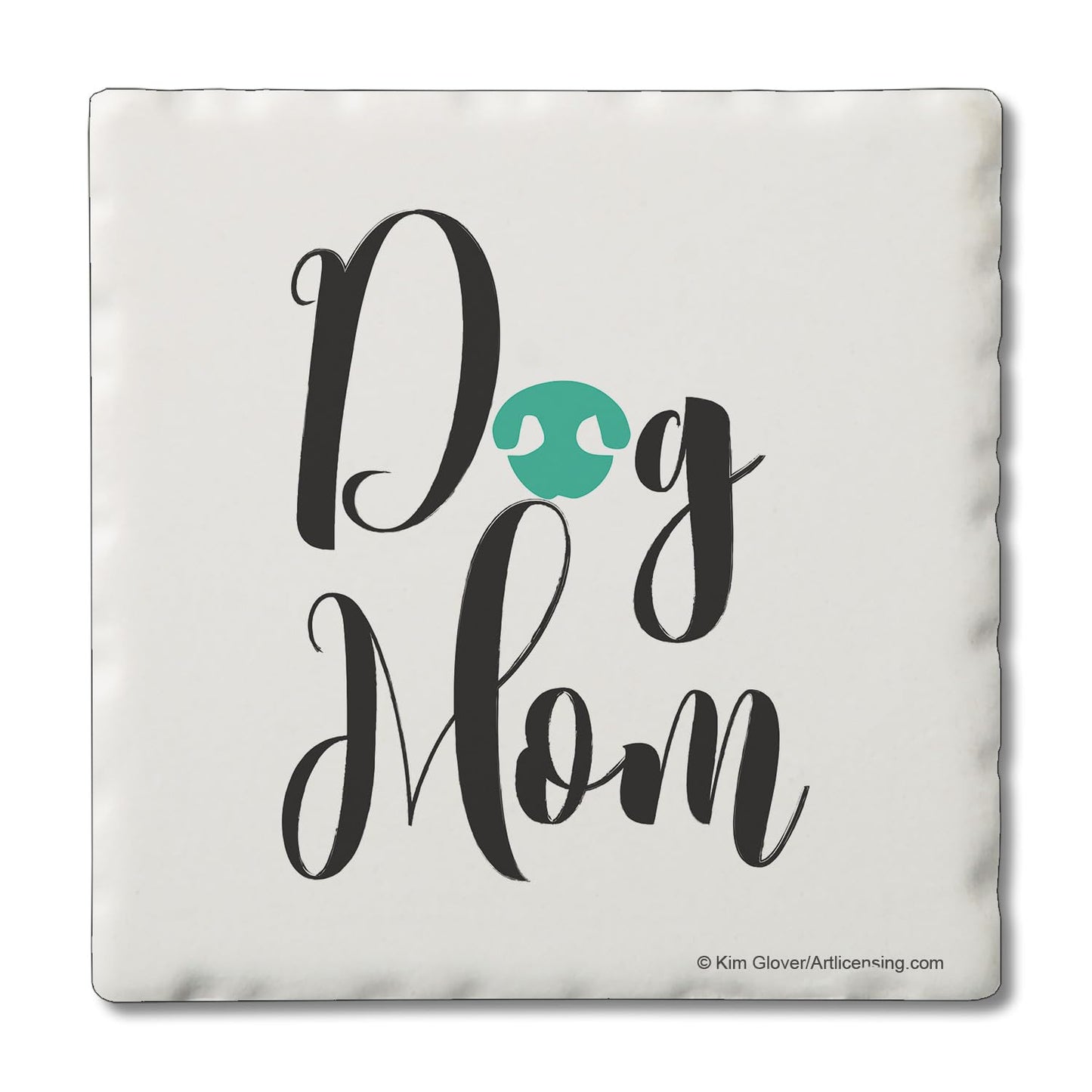 Thirstystone Dog Mom Single Tumbled Tile Stone Coaster with Protective Cork Backing Manufactured in The USA 4" Square, Artistic, Easily Wipes Clean