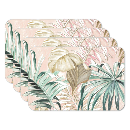 CounterArt Pastel Palms 4 Pack Reversible Easy Care Flexible Placemats Made in the USA