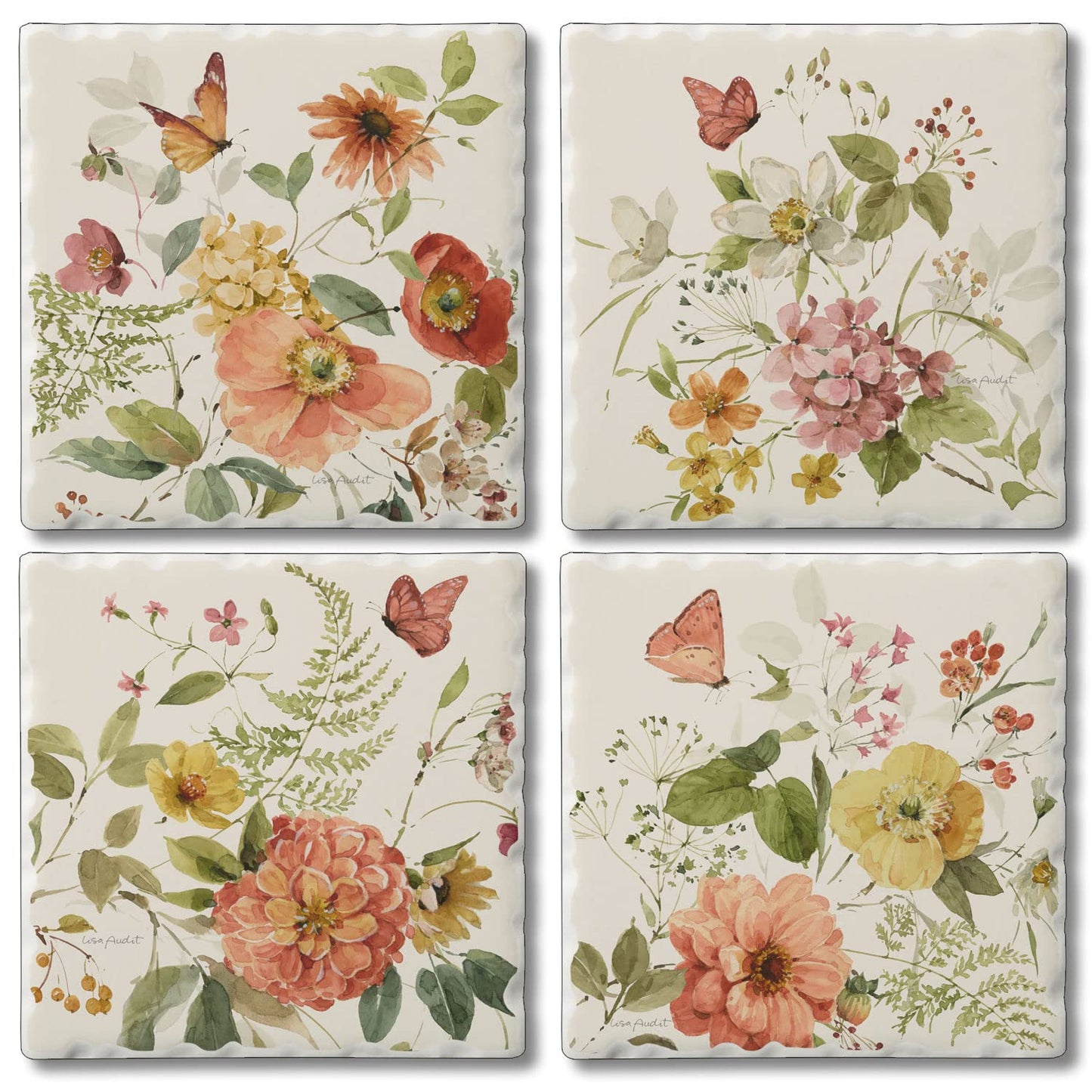 Thirstystone Blessed by Nature 4 Pack Assorted Tumbled Tile Stone Coasters 4" Square
