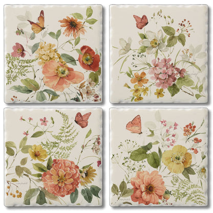 Thirstystone Blessed by Nature 4 Pack Assorted Tumbled Tile Stone Coasters 4" Square