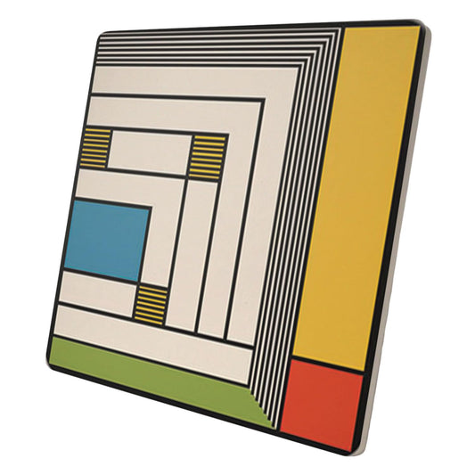 Frank Lloyd Wright's Rug-Yellow Design on 8" Square Stone Trivet Manufactured in The USA Heat Tolerant Easily Wipes Clean