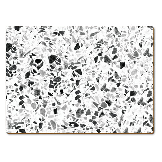 CounterArt Terrazzo Premium Decorative Hardboard Tabletop Placemats 4-Pack Manufactured in The USA Heat Tolerant and Easily Wipes Clean
