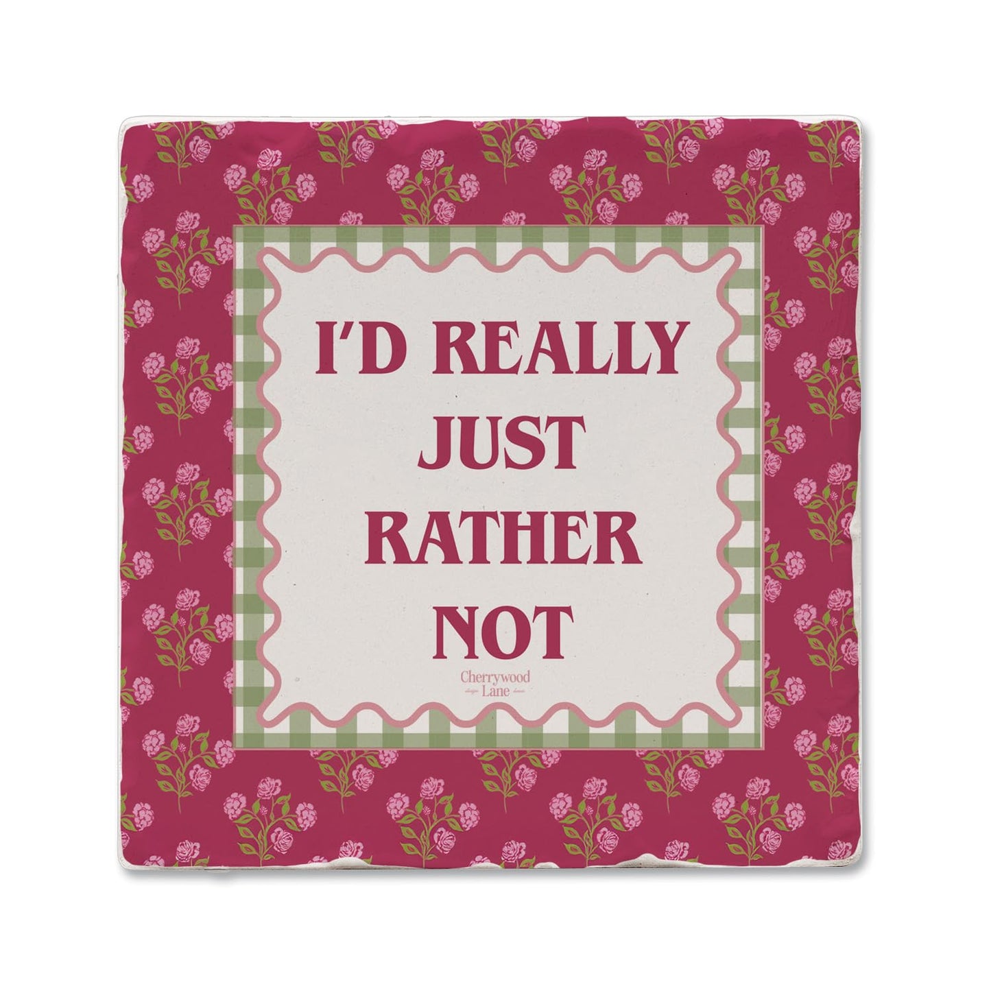 Thirstystone Really Rather Not 4 Pack Tumbled Tile Stone Coasters 4" Square Manufactured in the USA