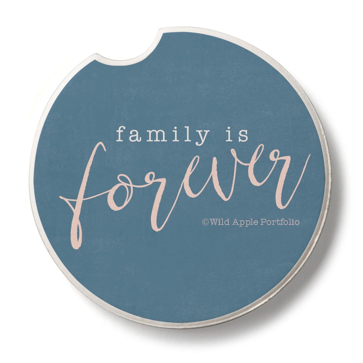 Thirstystone Forever Family Single Absorbent Stone Coaster for Vehicle Cup Holder 2.6” Diameter Manufactured in The USA