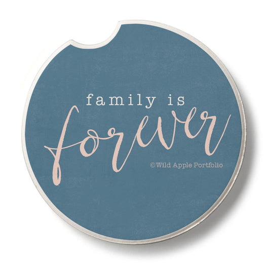 Thirstystone Forever Family Single Absorbent Stone Coaster for Vehicle Cup Holder 2.6” Diameter Manufactured in The USA
