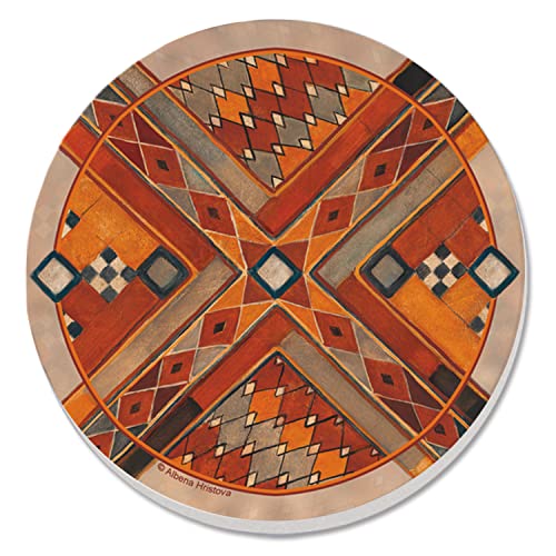 Thirstystone Southwest Pattern III 4 Pack Round Absorbent Stone Coasters 4" Diameter Manufactured in the USA
