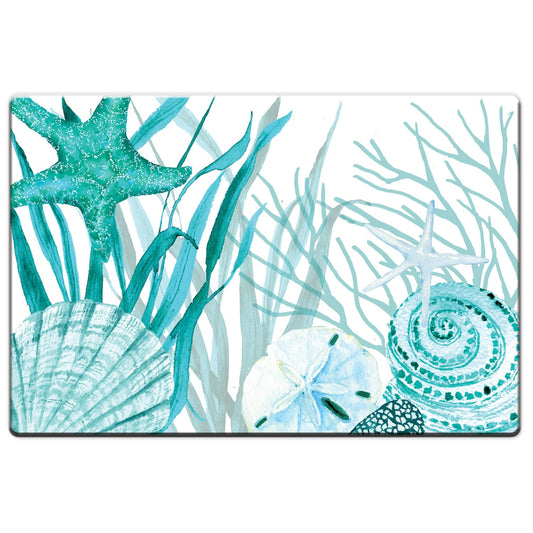 Counterart Coral Life 30” x 20” Decorative Vinyl Comfort Floor Mat, Manufactured in The USA, Waterproof, Reduces Muscle Fatigue, Easily Wipes Clean