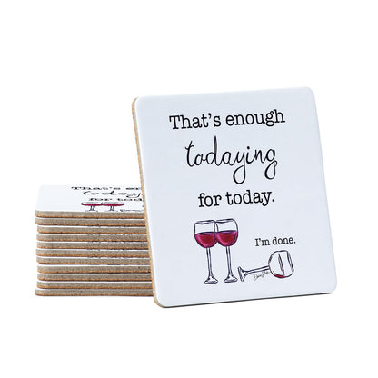 Thirstystone Enough for Today 12-Pack Cork Back Paper Bar Coasters Made in The USA Humourous Quotes Attractive Designs
