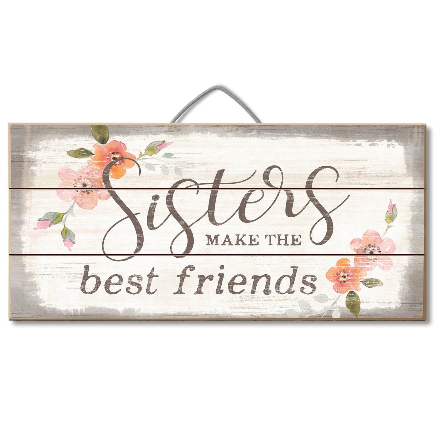 Highland Home Sisters Make The Best Friends Decorative Pallet Wood Sign 12" x 6" Made in the USA Wire Hanger Included that Doubles as an Easel
