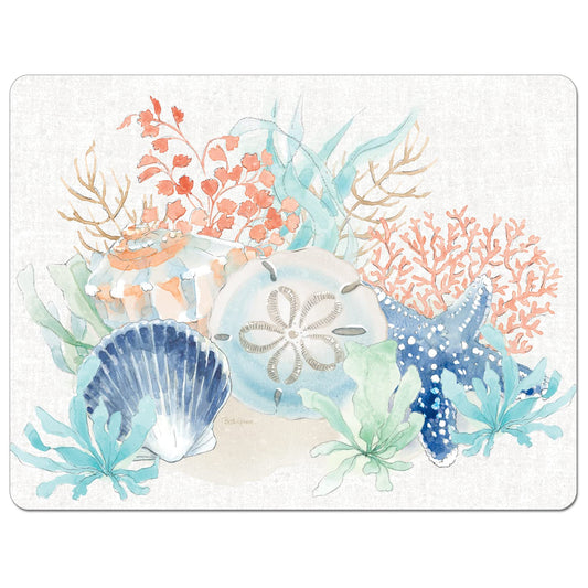Cut N' Funnel Seaside Designer Flexible Plastic Cutting Board Mat 15" x 11.5", Made in the USA, Decorative, Flexible, Easy to Clean