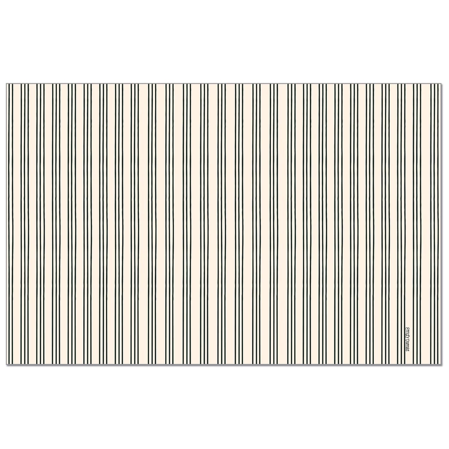 CounterArt Ticking Stripe 24 Premium Paper Placemats in Resealable Storage Bag Made in The USA 17" x 11"