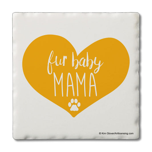 Thirstystone Fur Baby Mama Single Tumbled Tile Stone Coaster with Protective Cork Backing Manufactured in The USA 4" Square, Artistic, Easily Wipes Clean