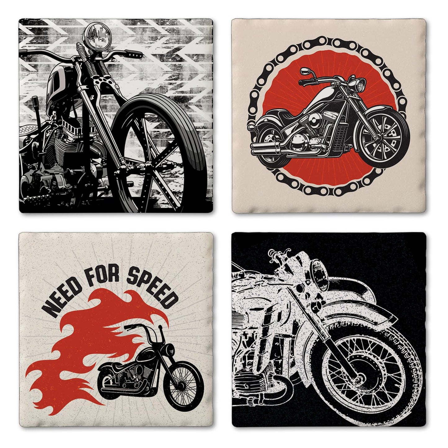 Thirstystone Motorcycles 4-Pack Tumbled Tile Stone Coasters 4" Square