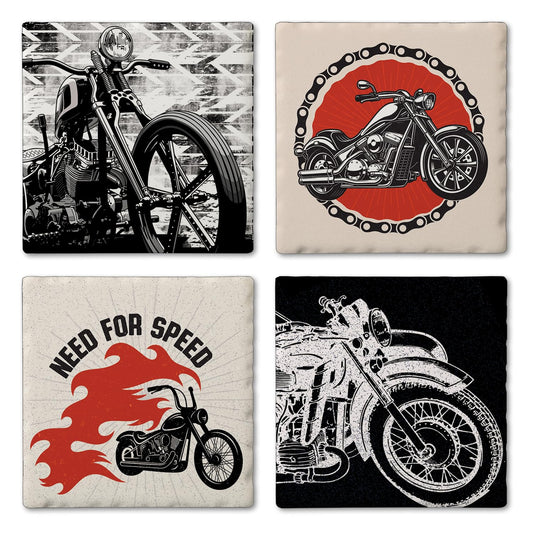Thirstystone Motorcycles 4-Pack Tumbled Tile Stone Coasters 4" Square