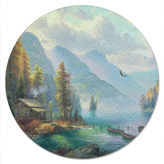 CounterArt Mountain Retreat 4mm Tempered Glass Lazy Susan Turntable 13" Diameter