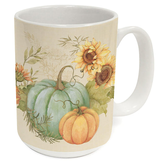 Highland Home Harvest Fields Large Decorative Ceramic Mug 15 oz. Manufactured in the USA