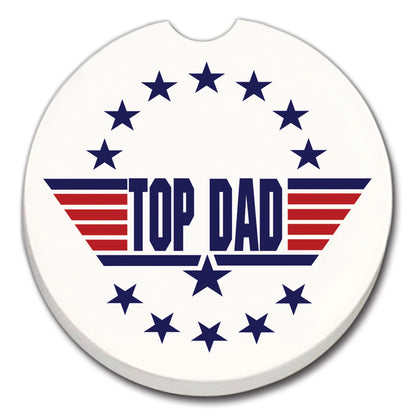 Thirstystone Top Dad Single Absorbent Stone Coaster for Vehicle Cup Holder 2.6” Diameter Manufactured in The USA