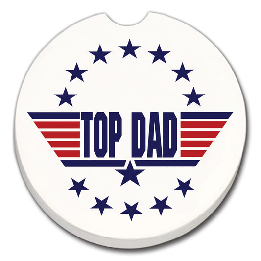 Thirstystone Top Dad Single Absorbent Stone Coaster for Vehicle Cup Holder 2.6” Diameter Manufactured in The USA