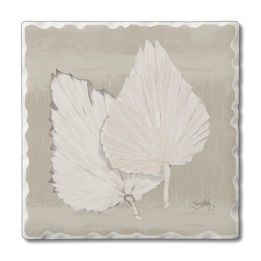 Thirstystone Fan Palm II Single Tumbled Tile Stone Coaster with Protective Cork Backing Manufactured in The USA 4" Square, Colorful, Artistiic, Easily Wipes Clean