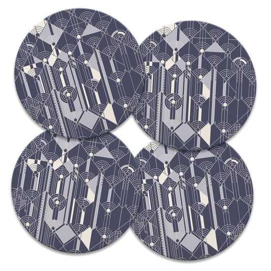 April Showers Design from Frank Lloyd Wright Foundation on 4 Pack Round Absorbent Stone Coasters 4" Diameter