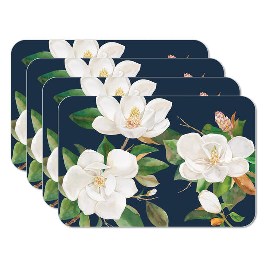 CounterArt Magnolia in Bloom 4 Pack Reversible Easy Care Flexible Placemats Made in the USA