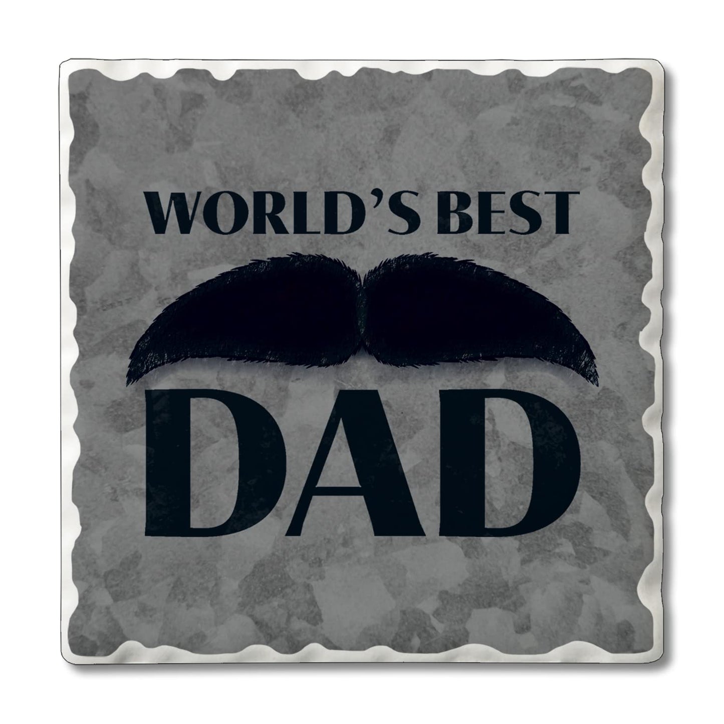 Thirstystone World's Best Dad 4 Pack Absorbent Stone Tumbled Tile Coasters with Protective Cork Backing 4" Square Manufactured in The USA Artistic Absorbent Easily Wipes Clean