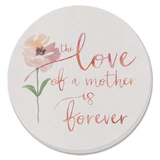 Thirstystone Mom's Love Single Round Absorbent Stone Coaster Manufactured in The USA 4" Diameter