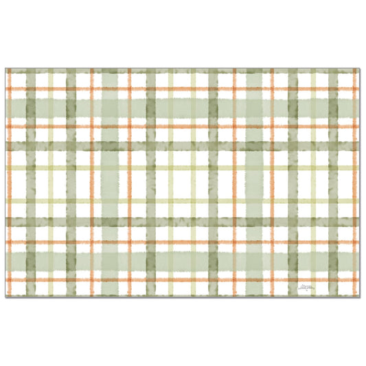 CounterArt Farmhouse Plaid 24 Premium Paper Placemats in Resealable Storage Bag Made in The USA 17" x 11"