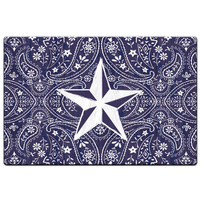 Highland Home Blue Bandana Star 30” x 20” Decorative Vinyl Comfort Floor Mat Manufactured in The USA, Waterproof, Easy to Clean