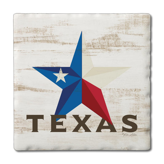 Thirstystone Texas Star 4 Pack Tumbled Tile Stone Coasters 4" Square Manufactured in The USA