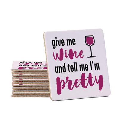 Thirstystone Give Me Wine 12-Pack Cork Back Paper Bar Coasters Made in The USA Humourous Quotes Attractive Designs