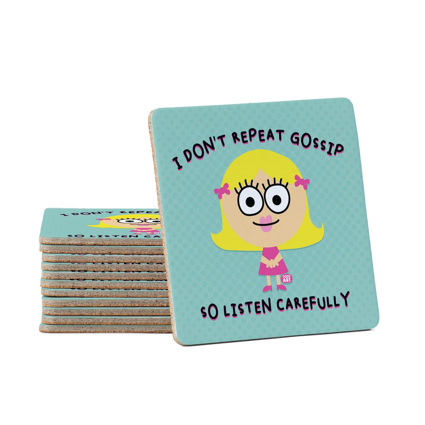 Thirstystone Gossip 12-Pack Cork Back Paper Bar Coasters Made in The USA Humourous Quotes Attractive Designs