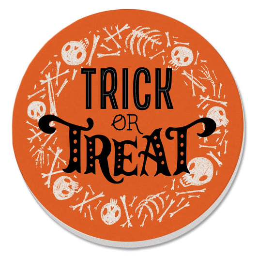 Thirstystone Trick or Treat Round Absorbent Stone Coaster with Protective Cork Backing Manufactured in The USA 4" Diameter