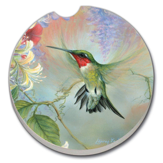 Thirstystone Hummingbird Single Absorbent Stone Coaster for Vehicle Cup Holder 2.6” Diameter Manufactured in The USA